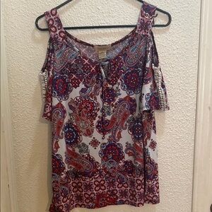 Diana Belle Paisley Print Cold Shoulder Top - CL
